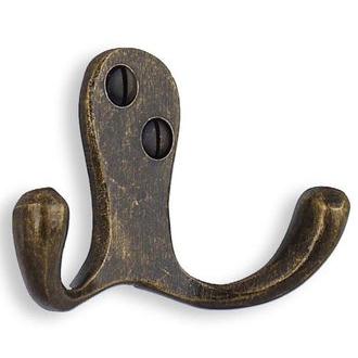 Smedbo BA246 1 3/4 in. Double Coat Hook in Antique Brass from the Classic Collection